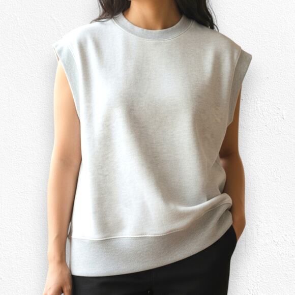 AGOLDE Simone Sleeveless Sweatshirt Gray Cream Fleece Lined Vest Size Medium - Picture 7 of 7